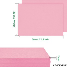 HXJDAM 2 mm Stiff Felt for Crafts, 20 x 30 cm Felt Fabric Craft Felt, Pack of 12 Felt Panels, Non-Woven Fabric Felt, Polyester Felt, Felt Sheets Felt Sheets for DIY Crafts and Sewing (Pink)