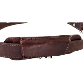 Vintage Stuff Brown Leather Shoulder Strap Belt Replacement | Matches with Handbags, Duffel Bags, Messenger Bags, Briefcases, Tote, Saddle Fits All and Adjustable with Separate Metal Swivel Hook