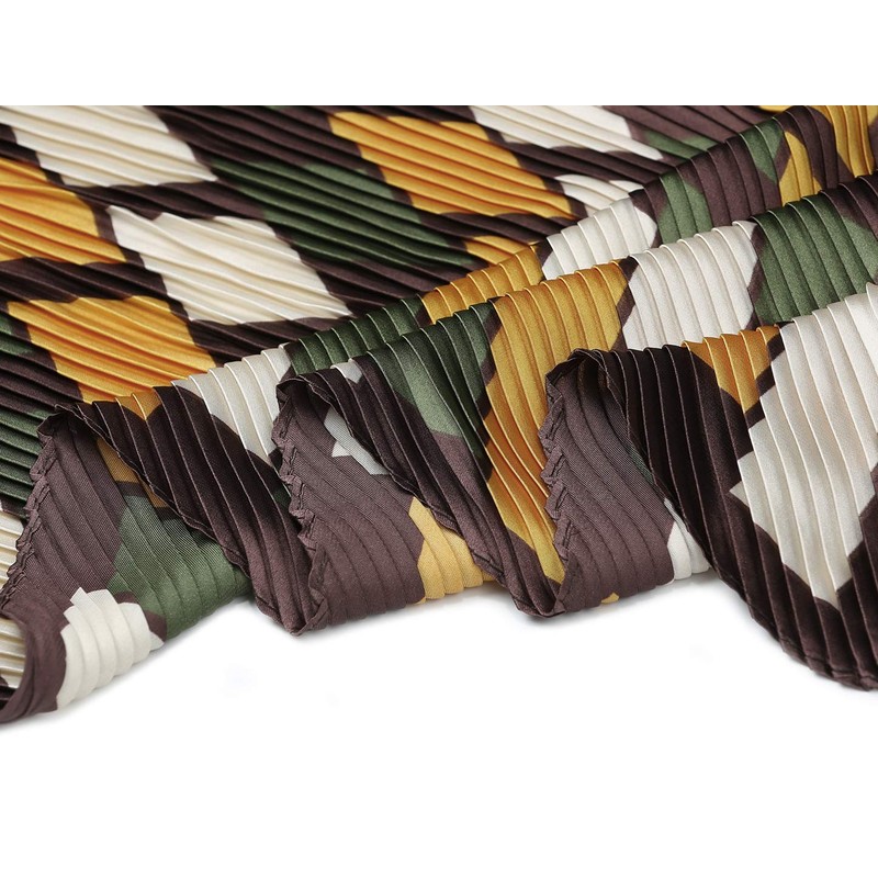 Allegra K Women's Pleated Scarf, Neckerchief, Checkered Pattern, Rhombus Shape,