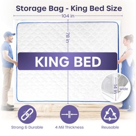 King Mattress Bag for Moving and Storage - Heavy Duty, Reusable and Waterproof Mattress Cover for Moving - Protect Beds from Stains, Dust, and Pest Damage