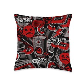 Graffiti Pattern in Red Gray & Black AEY573 Throw Pillow