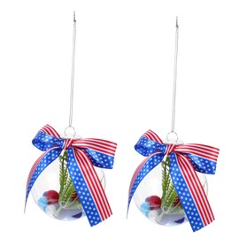 NOLITOY 2pcs Independence Day Hanging Ornaments Weather Resistant Pet Balls with Ribbons Bows Vibrant Decorative Accents for Garden and Balcony Celebrations