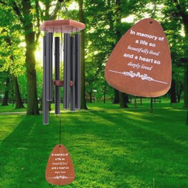Memorial Wind Chimes for Outside,30 Inch Wind Chimes in Memory of Mom Dad Grandma, Sympathy Wind Chimes for Loss of Loved One Prime,Black
