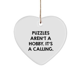 Puzzles Gifts from Friends for Puzzles Lovers, Heart Ornament with Funny Quote, Christmas Memorable Presents