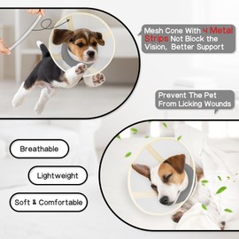 Soft Dog Cone Collar to Stop Licking-Adjustable Comfortable Mesh Recovery Collar After Surgery for Small or Miniature Dogs, Alternative to Plastic Elizabethan Collars for Neuter Incision Care (Grey,M)