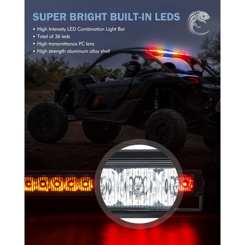 Lupar 30'' UTV LED Chase Light Bar w/ 1.75''-2'' Roll