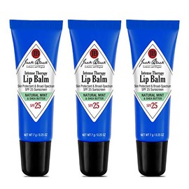 Jack Black, Bálsamo labial Intense Therapy SPF 25, antioxidantes de té verde, tratamiento de larga duración, protección de amplio espectro UVA y UVB, sabor a menta natural y manteca de karité, 2.5 onzas, paquete de 3
