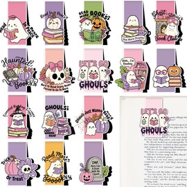Berirexrion Cute Halloween Magnetic Bookmarks - 16 PCs Ghost Book Mark Gifts Spooky Funny Magnet Aesthetic Bulk Page Marker Clips for Reading Women Lover Kid Bookish Student Teacher School Accessories