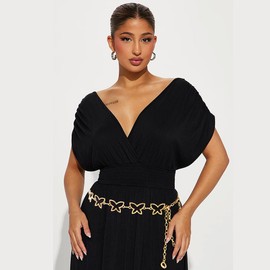 Heyjoin Waist Chain for Women Adjustable Belt Body Belly Chain for Dresses Jeans (Hollow Butterfly Gold M)