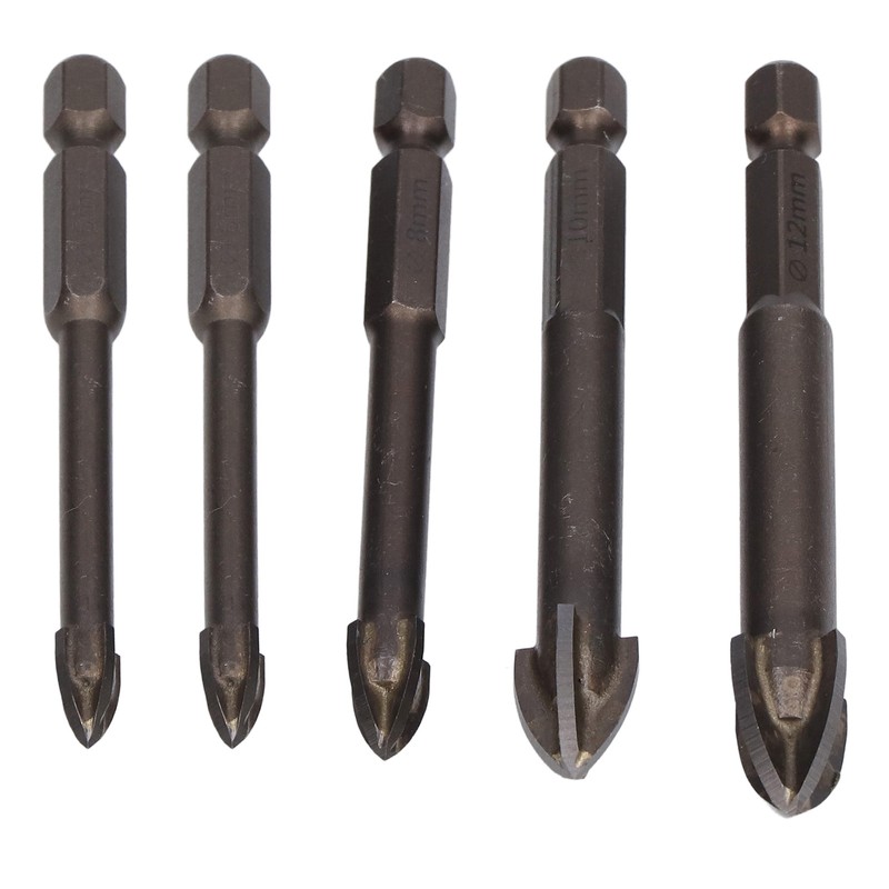 5Pcs Cross Tile Drill Bit Carbide Hex Shank Drills Bits
