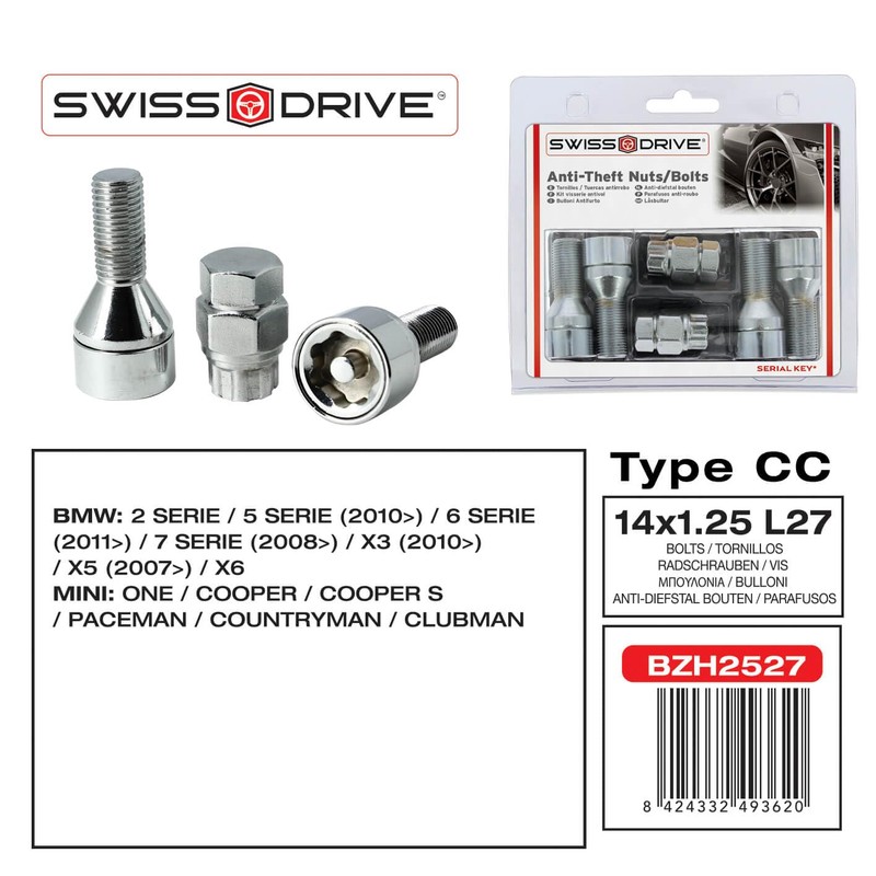 Sumex MID754250 Wheel Bolts M14 x 1.25 L27 T17 Multi-Coloured