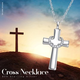 XIXLES Cross Urn Necklace for Ashes 925 Sterling Silver Cremation Jewellery for Ashes Keepsake Pendant Necklace Memory Jewellery Gifts for Ashes for Women Men