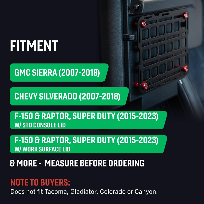 Center Console MOLLE Tech Plate Kit – Large – Universal