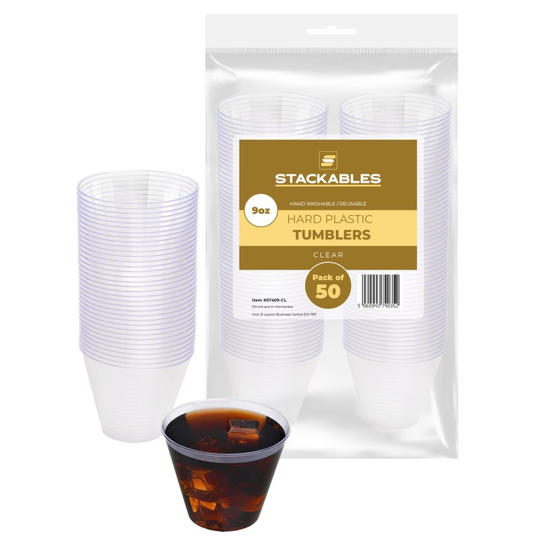 STACKABLES ~ Pack of 50 Hard Plastic Cups ~ 9oz
