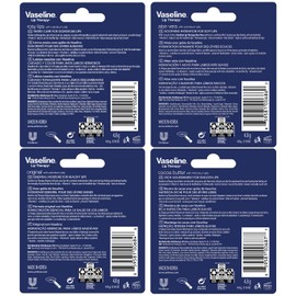 Vaseline Lip Therapy Variety 4-Pack, Moisturizing Lip Balm with Vitamin E, 0.16 Oz Ea