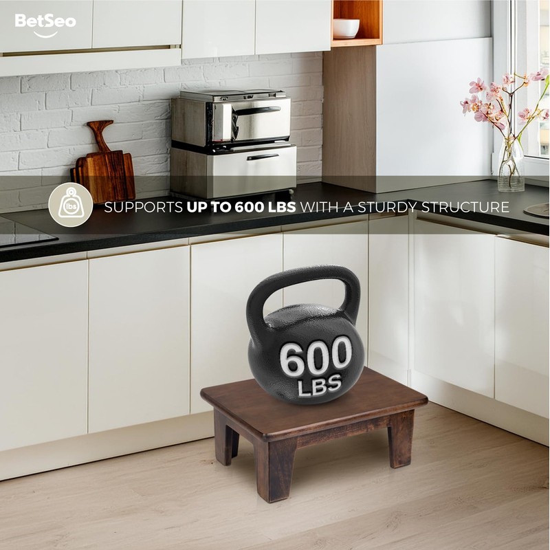 Wooden Step Stool (16.5" D x 12" W x 6.5"