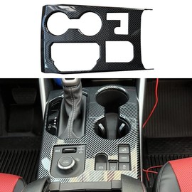 ruihe Carbon Fiber Pattern Car Gear Shift Knob Console Panel Trims Cup Holder Frame Cover Compatible with Fit for Toyota Highlander 2023 2024 L LE XLE XSE Limited Platinum Hybrid