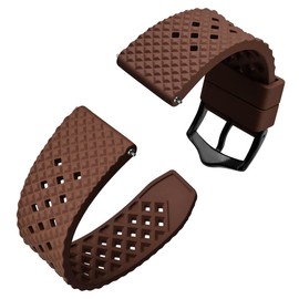 Anbeer Fluororubber Watch Band,22mm Quick Release Watch Strap for Men and Women,Brown with Black Buckle
