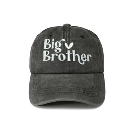 Shenbors Embroidered Baseball Hats for Girls Boys, Big Brother (Washed Black), One Size
