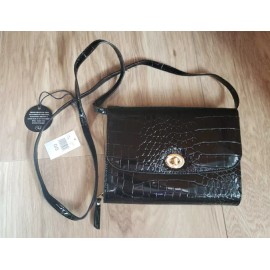 Samantha Brown To-Go Faux Croco Wallet Crossbody Black NWT