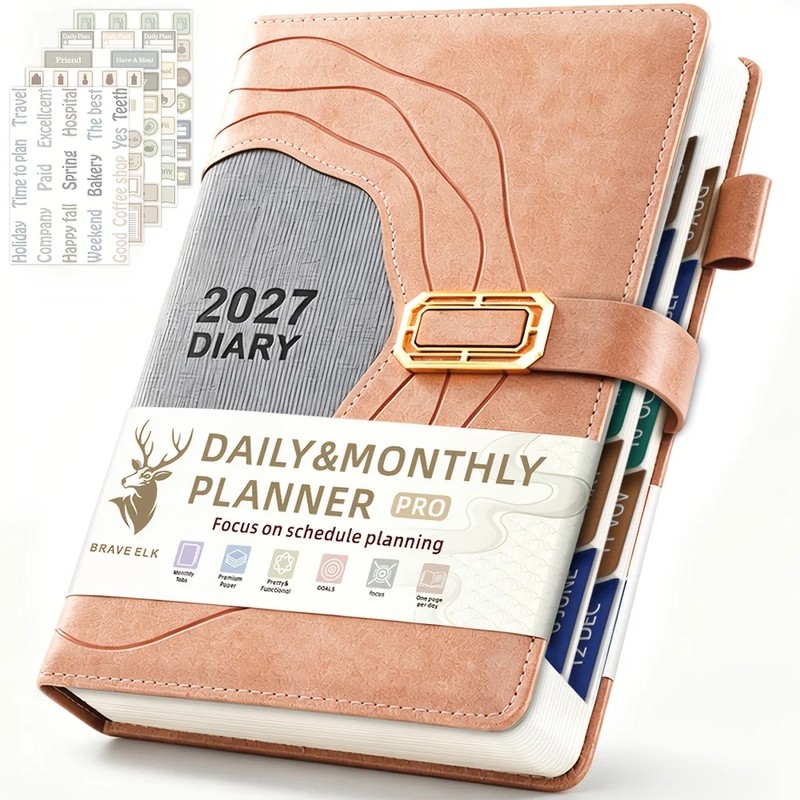2027 A5 Daily & Monthly Planner – 400-Page Hardcover Organizer