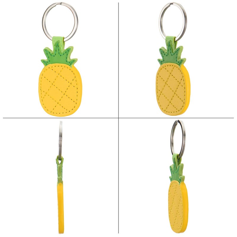 [AYOMI] Leather Yellow Pineapple Keychain Purse Bag Charm Car Cell