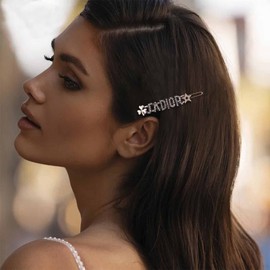 Iaceble Vintage Crytal letter Hairclips Pin Cz Letter Side Clip Barrette Lucky Star Hairpin Clips Gold three leaf Head Clip Decorative Hair Accessories for Women and Girls Headdress (Letter)