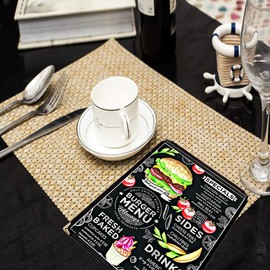 25 Pack of Menu Covers - Single Page, Fits 8.5 x 11 Inch Paper Menu Holder Double Stitched Restaurant Menu Covers-Gold