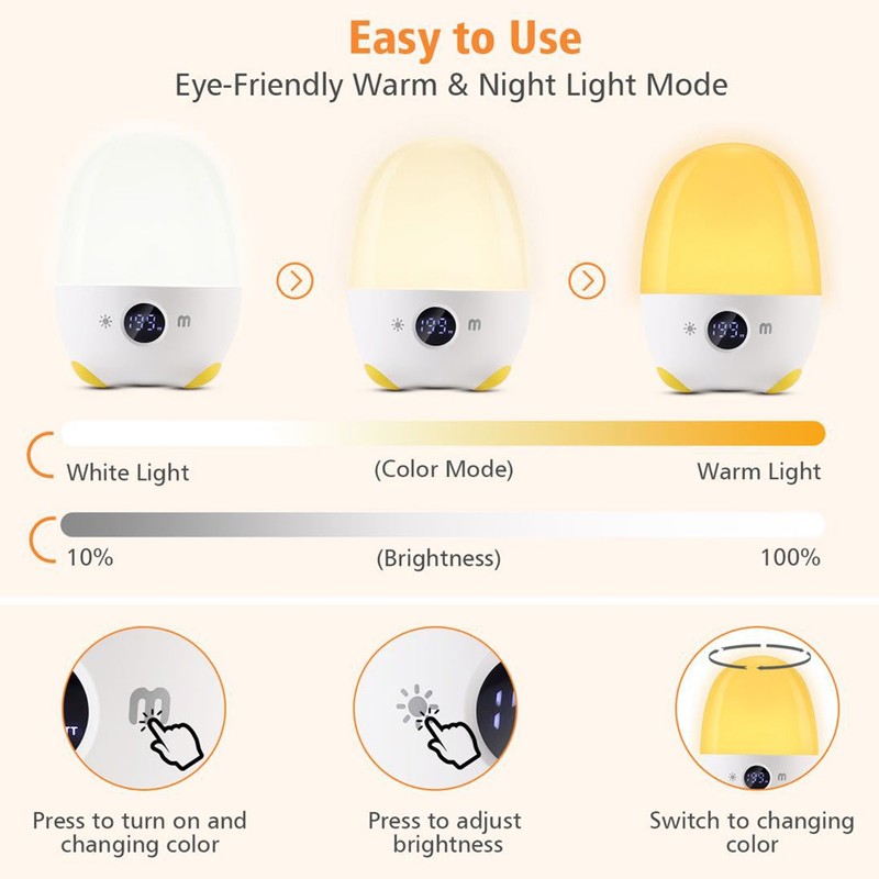 Touch Night Light Dimmable RGB Breathing Rechargeable Timer Bedside Table