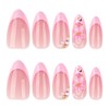 24Pcs Pink French Tip Press on Nails Short Almond Fake