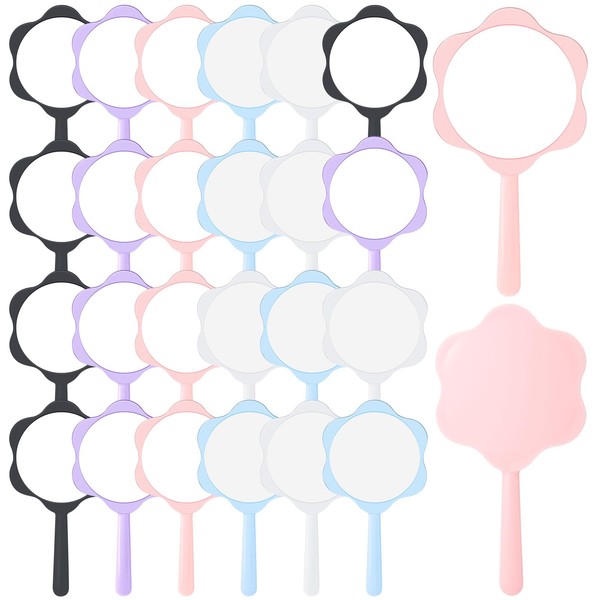 Threehoney 25 Pcs Handheld Mirror Bulk Small Hand Mirror with