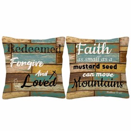 GSRONY Christian Scripture Throw Pillow Covers Set of 2,Art Vintage Christian Quote On Colorful Wood Board Decorative Pillow Case Home/Car Decor 18X18 Inches Two Pillowcases