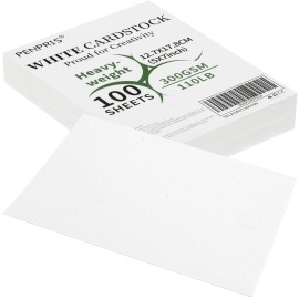 PENPRIS 100 Sheets White Cards Blank - 5x7 White Card Stock 300gsm/110lb Thick Pa