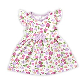 Toddler Girl Summer Dress – Made of Bamboo-Derived Viscose - Short Ruffle Sleeves - Casual Floral Dress for Ages 2–6 (Roses 2T)