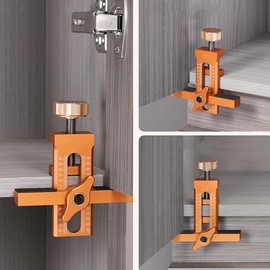 Cabinet Door Installation Positioner, Adjustable Cabinet Installation Tools, Aluminium Alloy Cabinet Door Positioning Tool, Mounting Jigs for Installing Cabinet Doors (Orange)