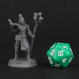 Half-Orc Wizard Miniature, 28mm Scale, DND Pathfinder