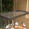 Rogar Hammered Steel Rectangular Pot Rack with Grid and Chrome