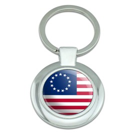 GRAPHICS & MORE Betsy Ross 1776 American Flag Keychain Classy Round Chrome Plated Metal