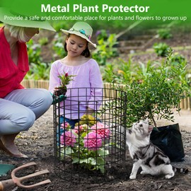 POYICGS Metal Plant Protector from Animals, 15 Pcs 13'' x 13'' Sturdy Plant Cages with Matching Ground Spikes and Nylon Ties, Keep Animals Out for Plants, Shrubs, Vegetables and Flowers