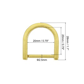 uxcell D-Rings Screw in Shackle, 4Pcs 0.98 Inch Zinc Alloy Horseshoe U Shape D Ring Buckles for Purse DIY Leather Craft Keychain, Gilding Gold