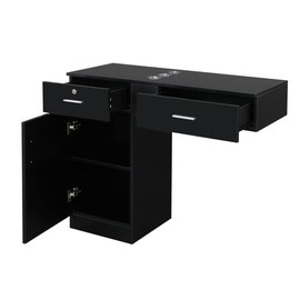 Udorich Wall-Mounted Hairdressing Cabinet for Organized Serenity, Featuring 2 Locked Drawers and 1 Door, Sleek Black Finish