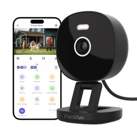 FAMVIVA 2K Security Camera, Outdoor/Indoor for Home, Pet, Baby, Nanny, IP65 Waterproof Color Night Vision, White Light & Siren, Recording, Motion Detection, Works with Alexa