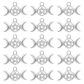 VGOL 50PCS Triple Moon Goddess Charms Pentagram Moon Pendants Vintage Pentacle Crescent Charms Jewelry Making Accessories for DIY Necklace Bracelet Craft Supplies