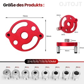 Woodworking Drill Hole Locator, OJTOJT Vertical Self-Centering Dowel Gauge Set with 3/4/5/6/7/8/9/10 mm Drill Bushings Drilling Aid for DIY Work with Wood (Red)