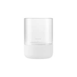 Blomus Tealight Holder, Calma Hurricane Lamp for Tealight, Lily White, 3.9 x 3.9 x 5.5 inches, White Concrete Base with Clear Glass, 1 Tealight Included