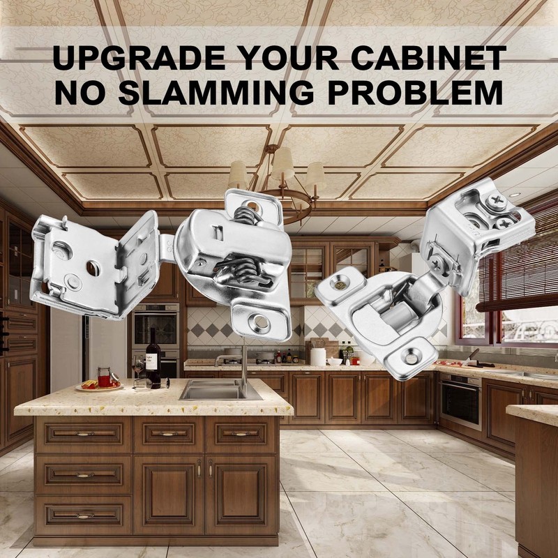 Vallecloud (4 Pack) 1-1/2 Inch Overlay Soft Close Cabinet Hinges,