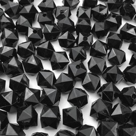 Jmassyang 300 Pieces 8mm Acrylic Faceted Cube Beads Colorful Square with Hole Plastic Loose Spacer Bead for DIY Wind Chimes Suncatcher Necklaces Bracelets Earrings Jewelry Making(Black)