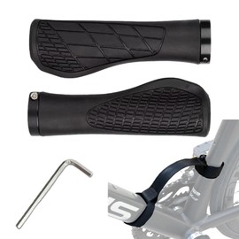 1 Pair of Ergonomic Bicycle Grips, Bicycle Handlebar Grips with High-Strength Portable Nylon Carry Strap, Compatible with MTB Mountain Bike Electric Bicycle (Black-2)