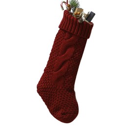 techcity 18" Large Size Cable Knit Christmas Stockings,Unique Burgundy Xmas Stocking Decorations for Family Holiday Season Decor (Red)