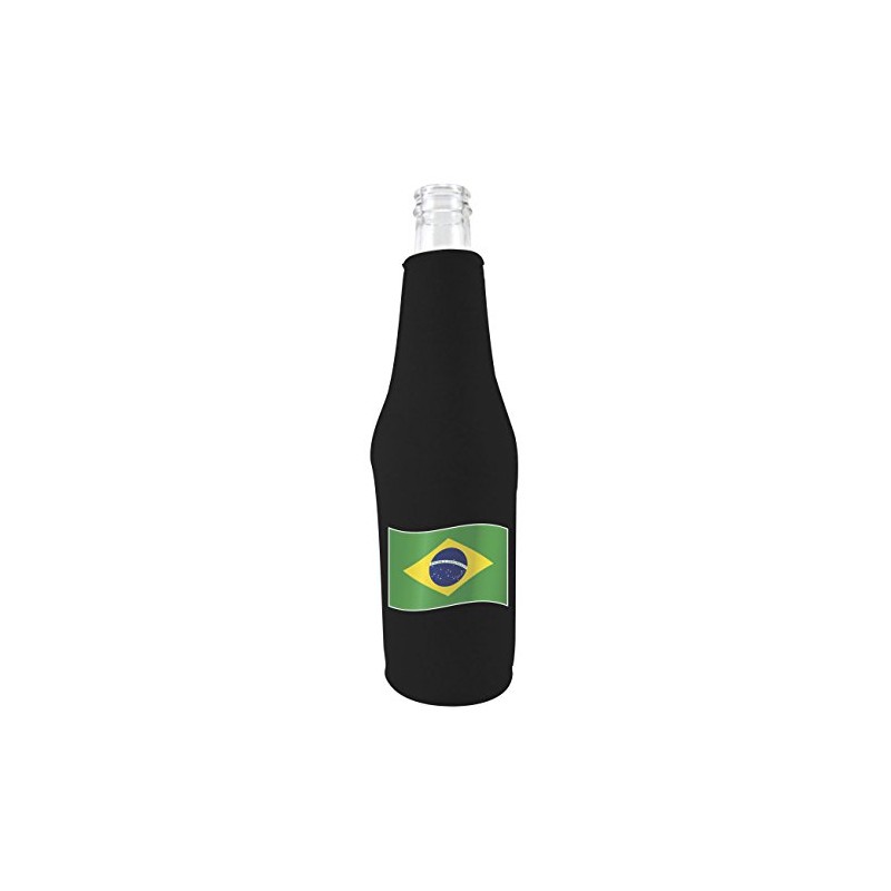 World Countries Flag Neoprene Zipper Beer Botttle Coolie (Brazil)
